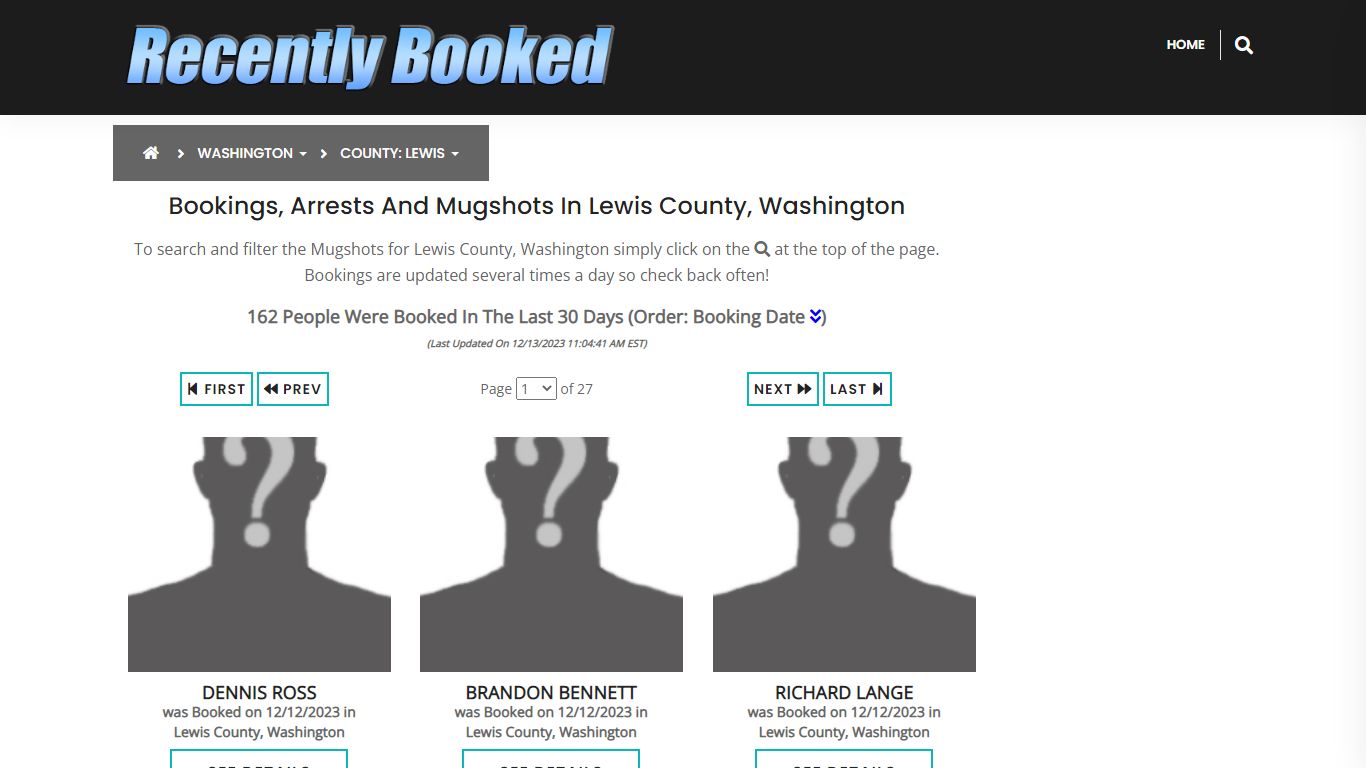 Bookings, Arrests and Mugshots in Lewis County, Washington